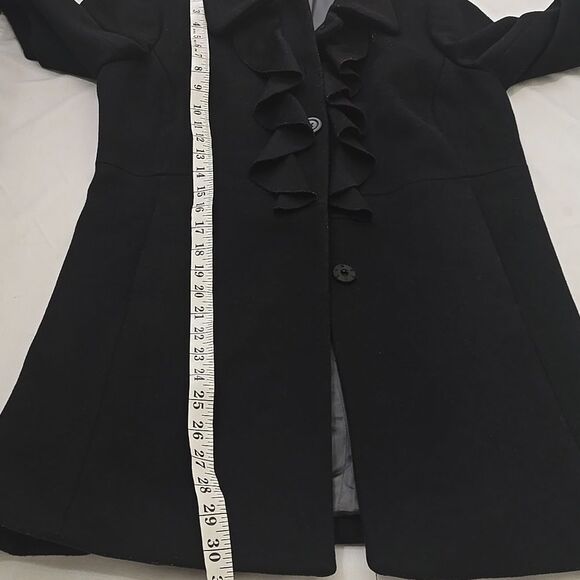 J.Crew Black Ruffle Front Pea Coat 4 - Picture 7 of 10